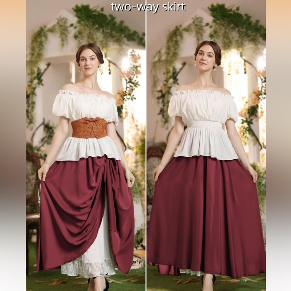 Scarlet Darkness Victorian Renaissance Two Way Midi Double Layer Skirt - Picture 2 of 11